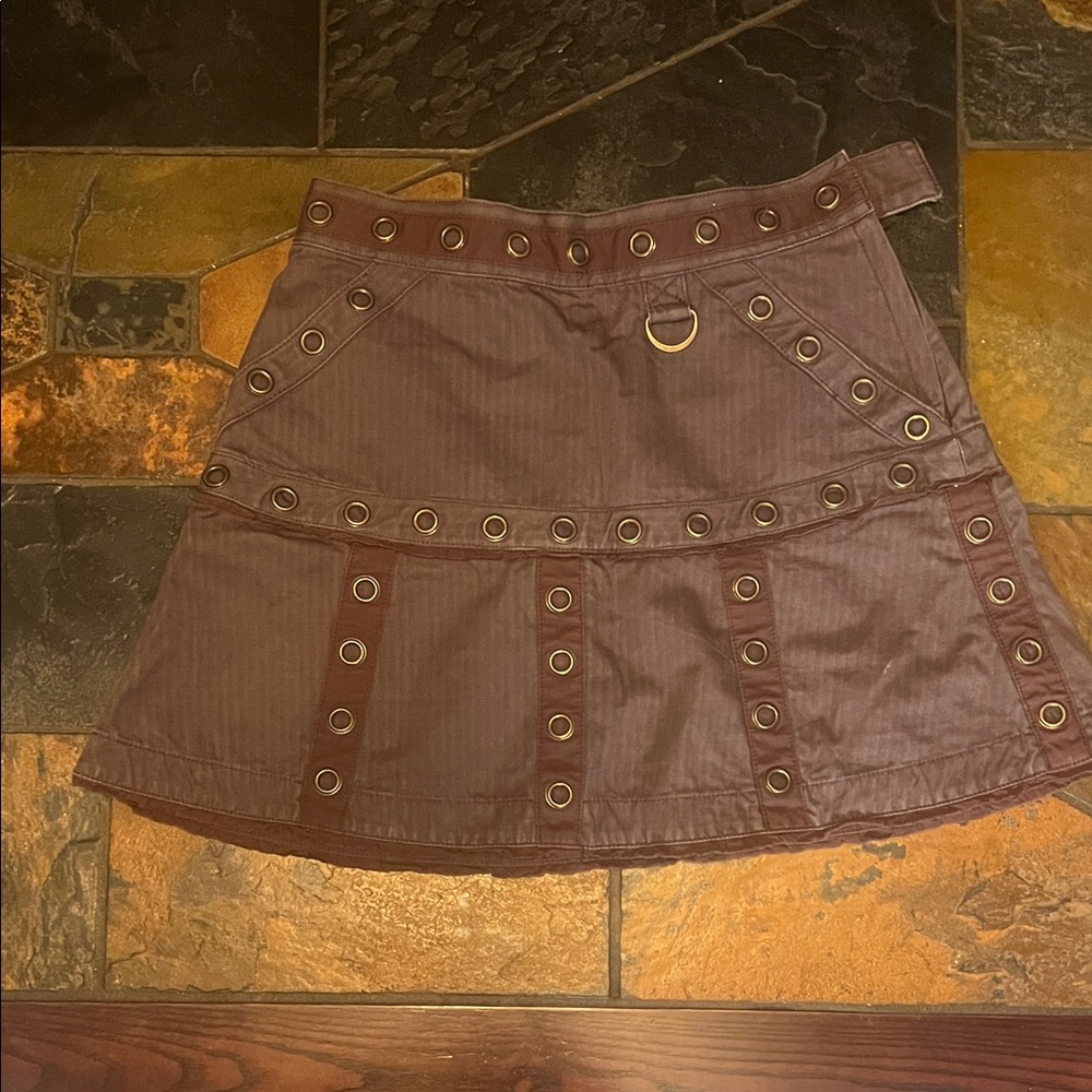 Marc Jacobs Brown Mini Skirt with Grommet Accents